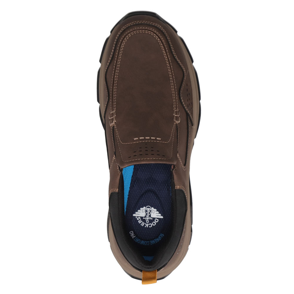 Dark Brown-Dockers Mens Rawlins Distressed Casual Slip On Loafer