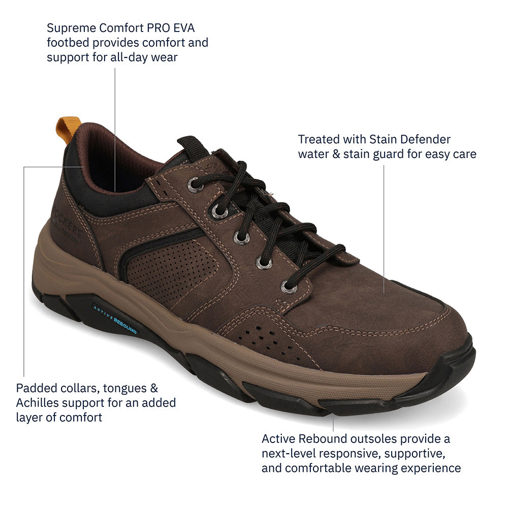Dark Brown-Dockers Mens Rutherford Distressed Sneaker