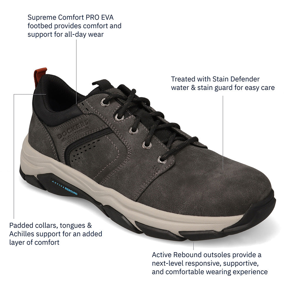 Charcoal-Dockers Mens Rockwell Distressed Casual Sneaker