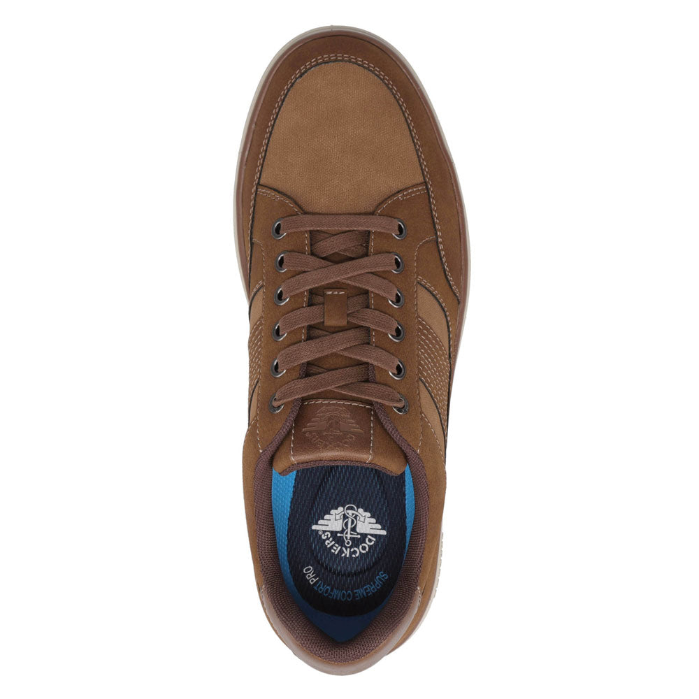 Tobacco-Dockers Mens Fielder Casual Nubuck Lace-Up Sneaker