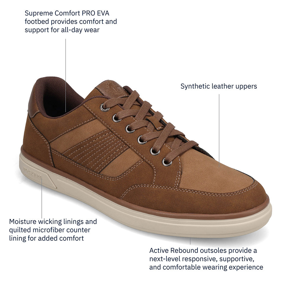 Tobacco-Dockers Mens Fielder Casual Nubuck Lace-Up Sneaker