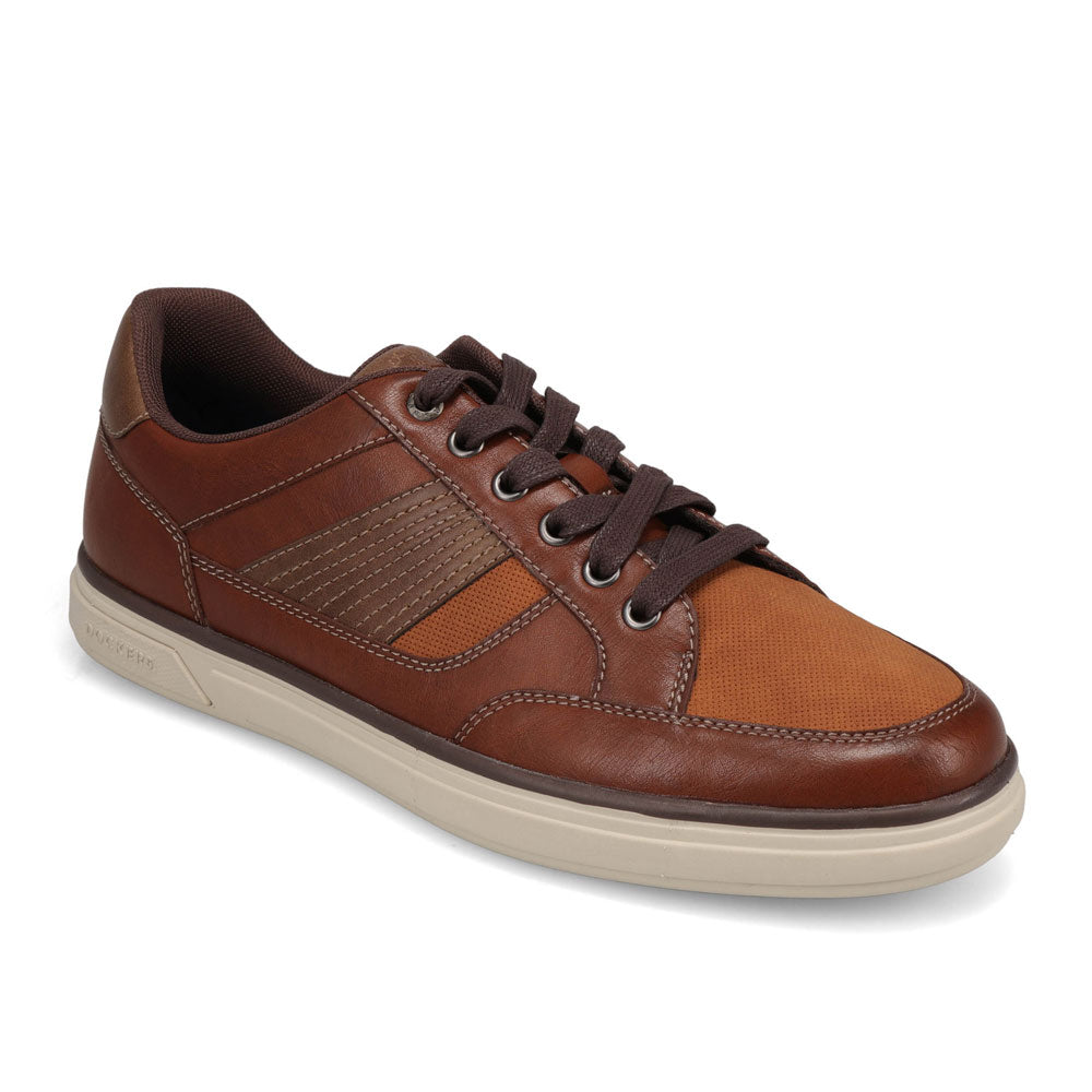 British Tan-Dockers Mens Fielder Casual Distressed Polished Lace-Up Sneaker