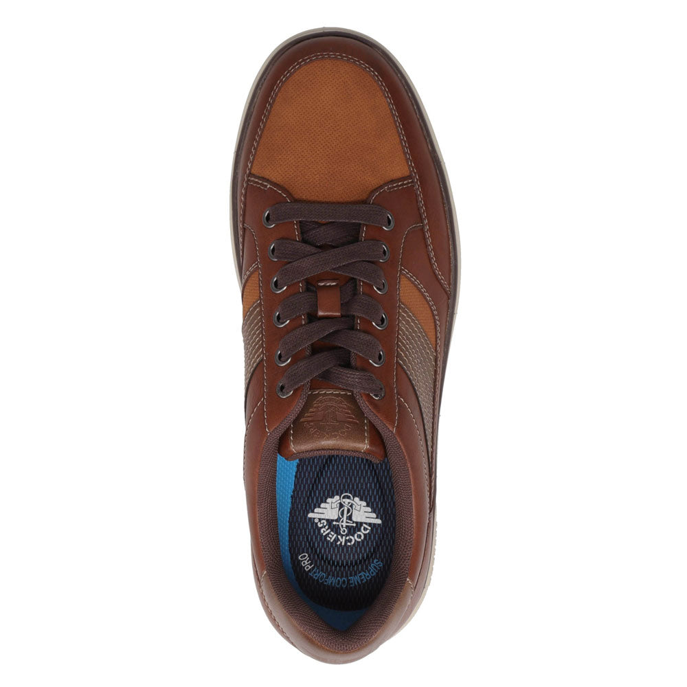 British Tan-Dockers Mens Fielder Casual Distressed Polished Lace-Up Sneaker