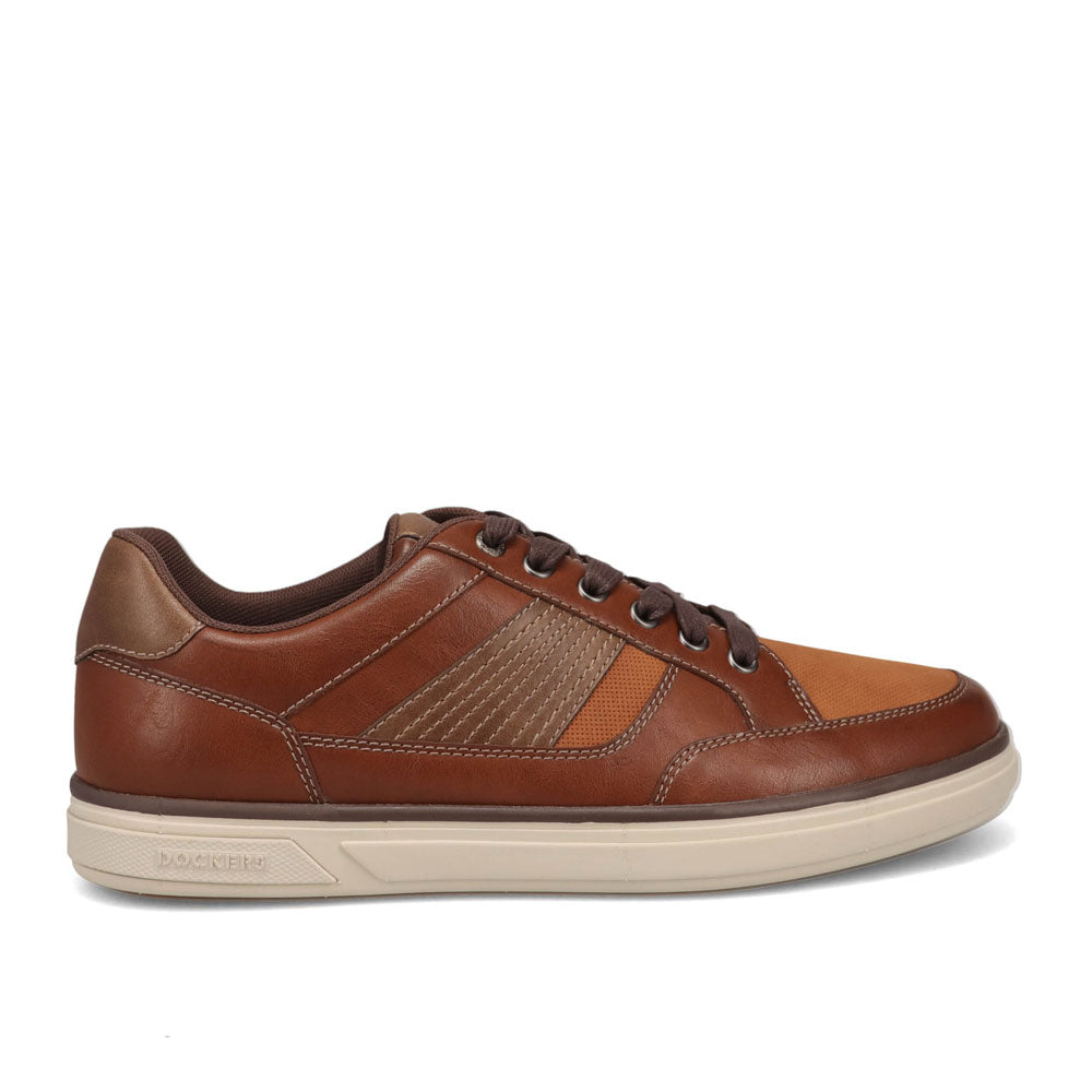 British Tan-Dockers Mens Fielder Casual Distressed Polished Lace-Up Sneaker