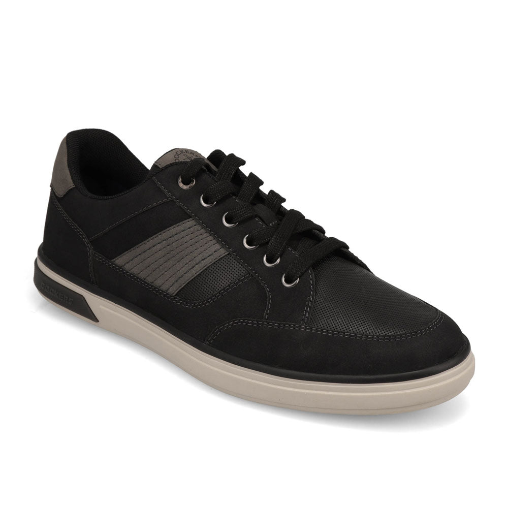 Black-Dockers Mens Fielder Casual Distressed Polished Lace-Up Sneaker