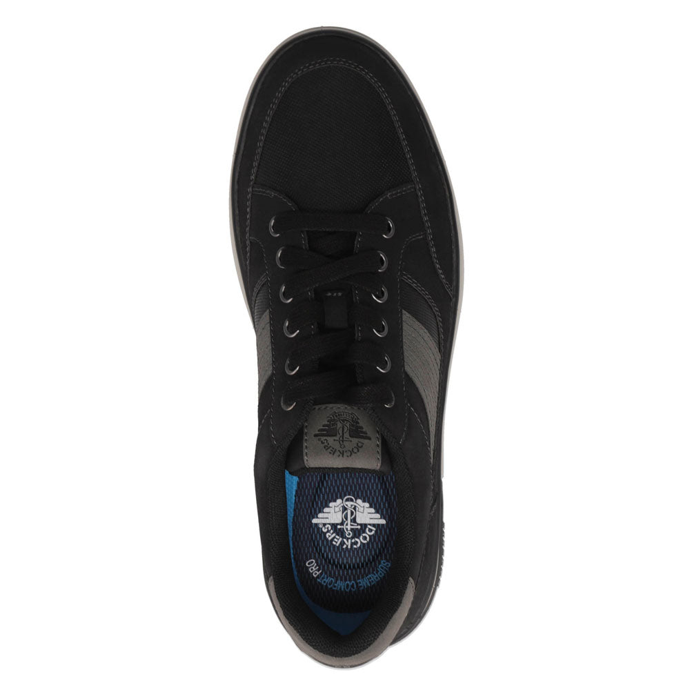 Black-Dockers Mens Fielder Casual Distressed Polished Lace-Up Sneaker