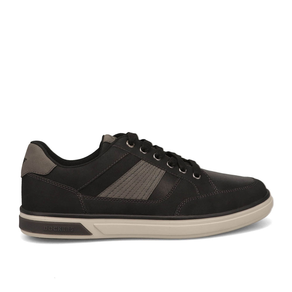 Black-Dockers Mens Fielder Casual Distressed Polished Lace-Up Sneaker