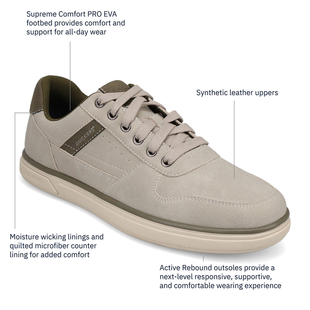 Light Grey-Dockers Mens Fabien Casual Nubuck Lace-Up Sneaker