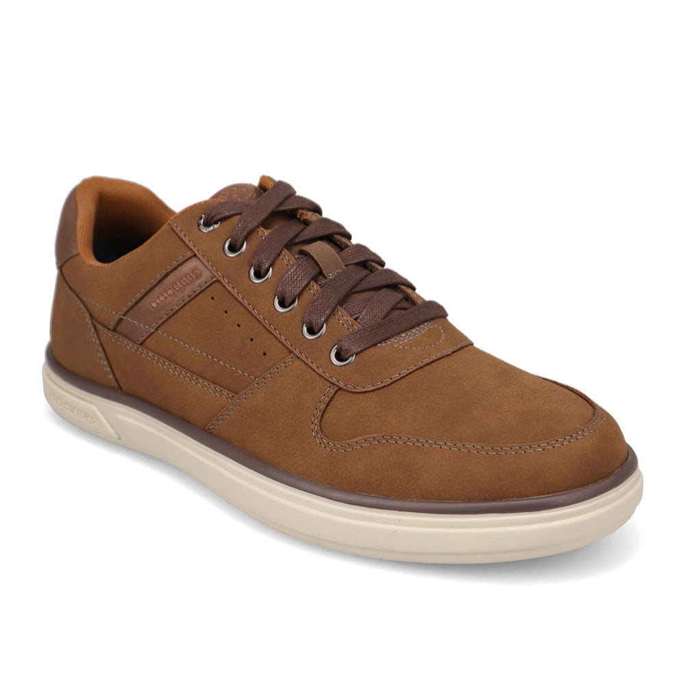 Tobacco-Dockers Mens Fabien Casual Nubuck Lace-Up Sneaker