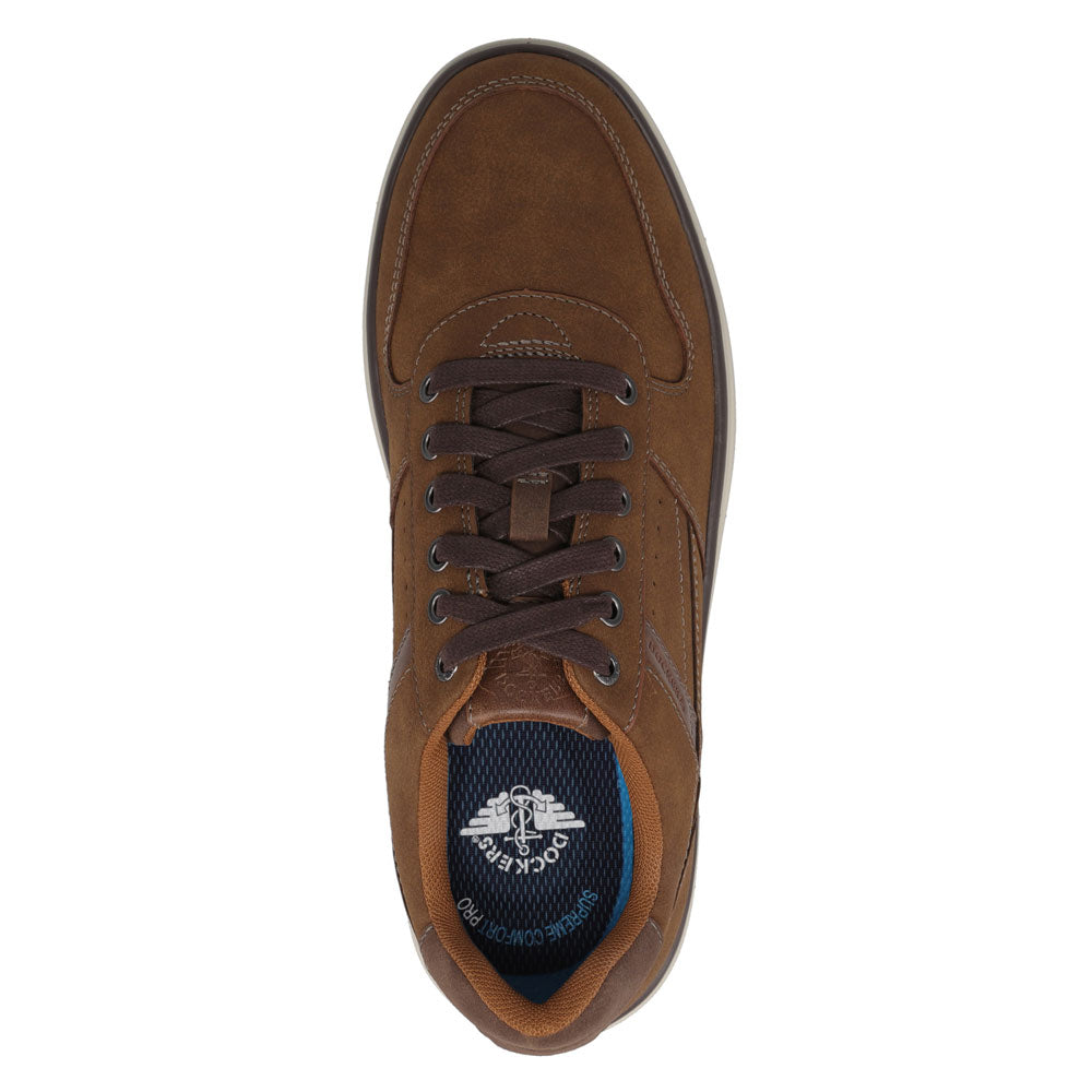 Tobacco-Dockers Mens Fabien Casual Nubuck Lace-Up Sneaker