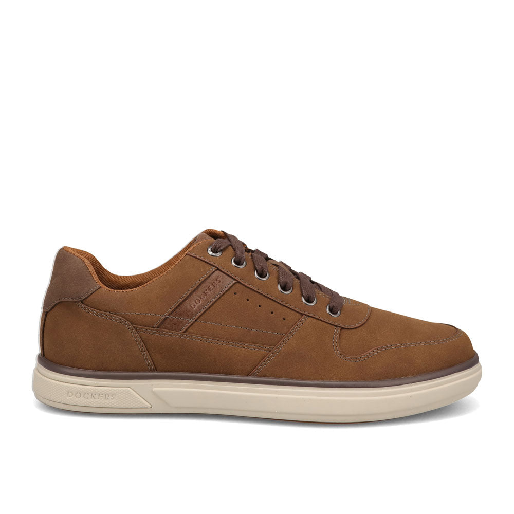 Tobacco-Dockers Mens Fabien Casual Nubuck Lace-Up Sneaker