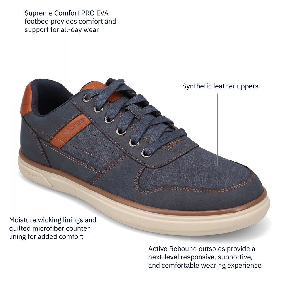 Navy-Dockers Mens Fabien Casual Nubuck Lace-Up Sneaker