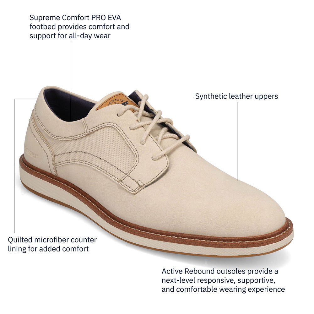 Off White-Dockers Mens Halstead Casual Crazyhorse Lace-Up Oxford