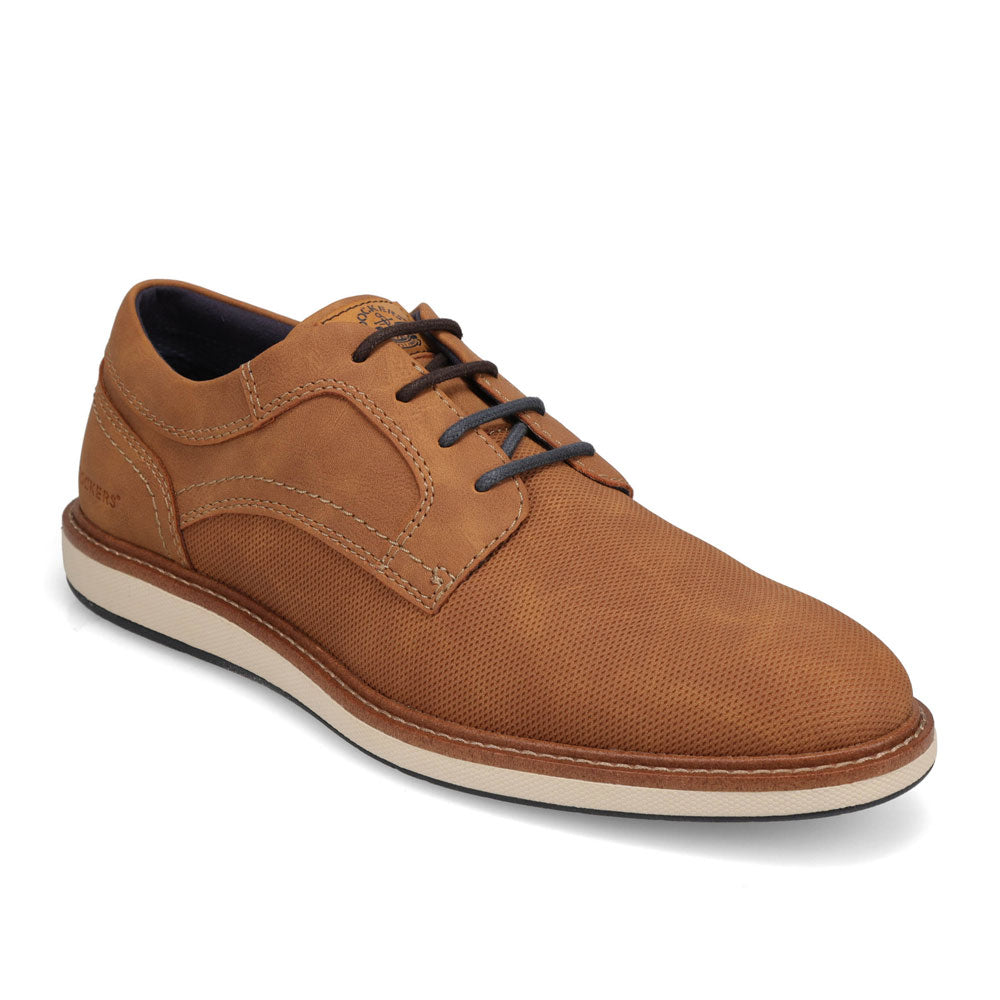 Dark Tan-Dockers Mens Halstead Casual Nubuck Casual Lace-Up Oxford