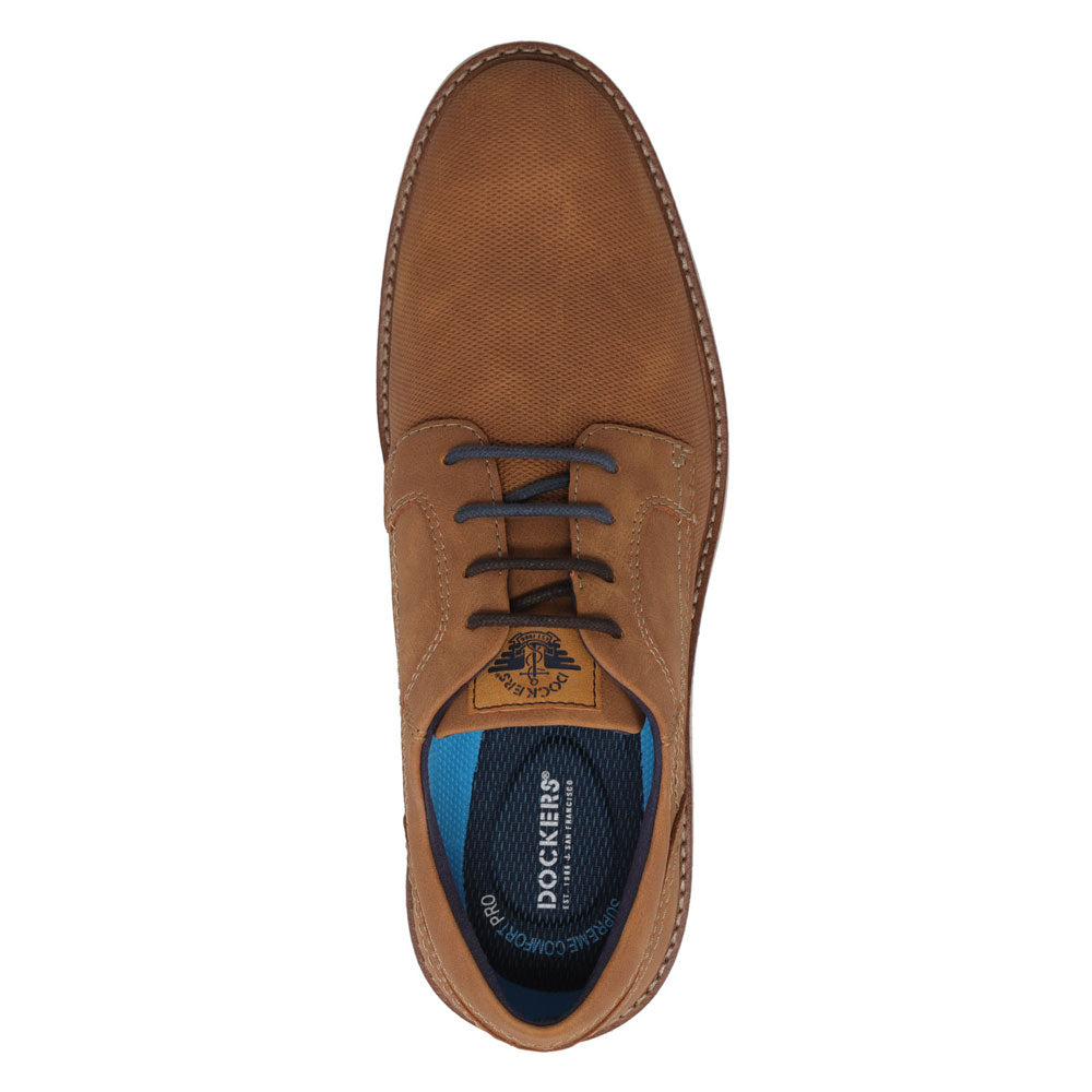 Dark Tan-Dockers Mens Halstead Casual Nubuck Casual Lace-Up Oxford