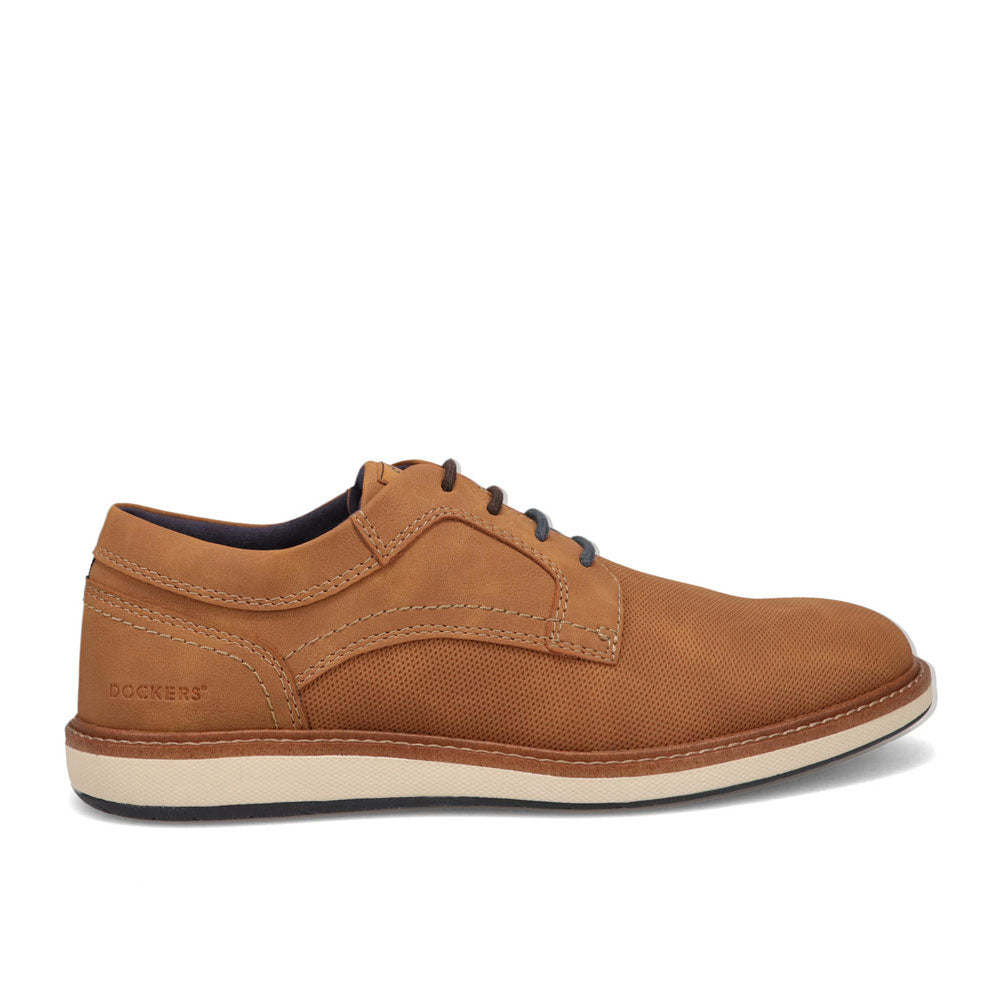 Dark Tan-Dockers Mens Halstead Casual Nubuck Casual Lace-Up Oxford