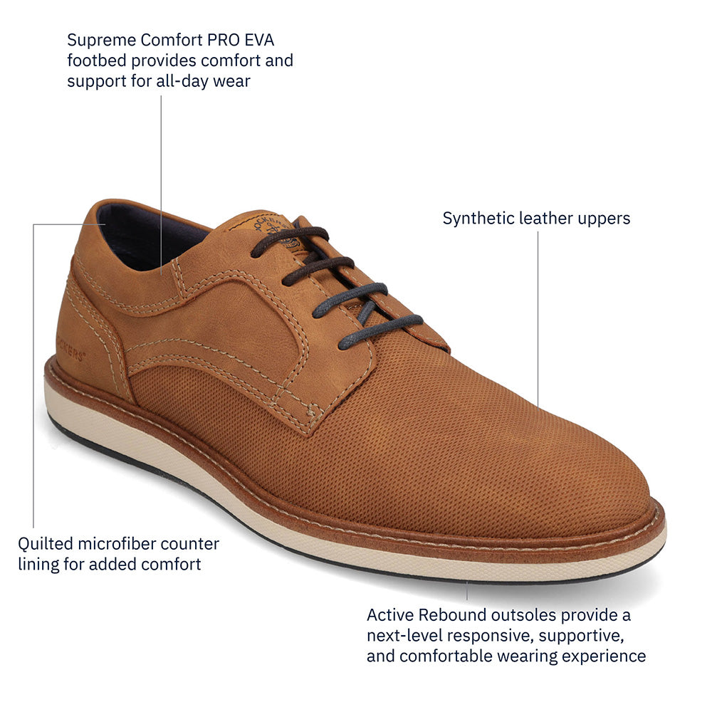 Dark Tan-Dockers Mens Halstead Casual Nubuck Casual Lace-Up Oxford