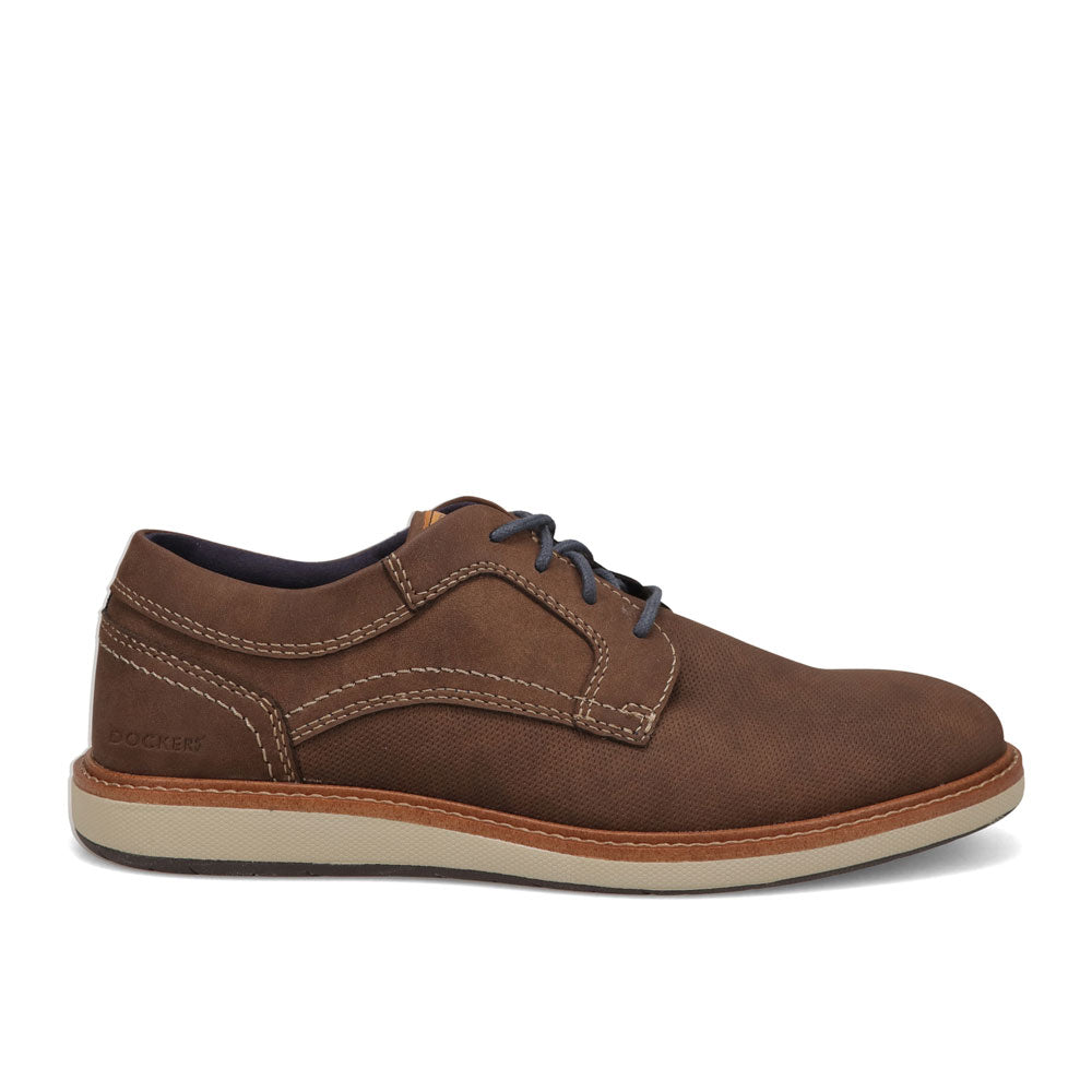 Dark Brown-Dockers Mens Halstead Dress Lace-Up Oxford
