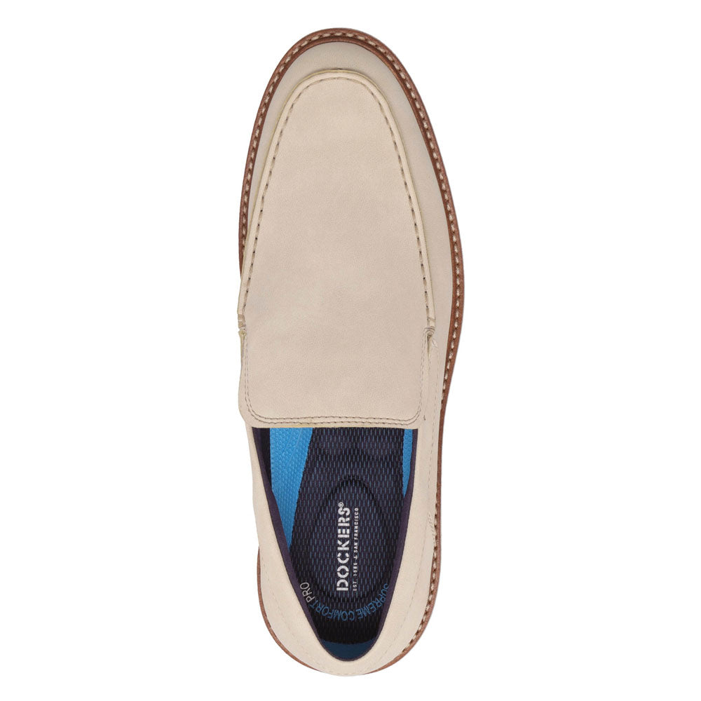 Off White-Dockers Mens Harmon Casual Crazyhorse Slip On Loafer