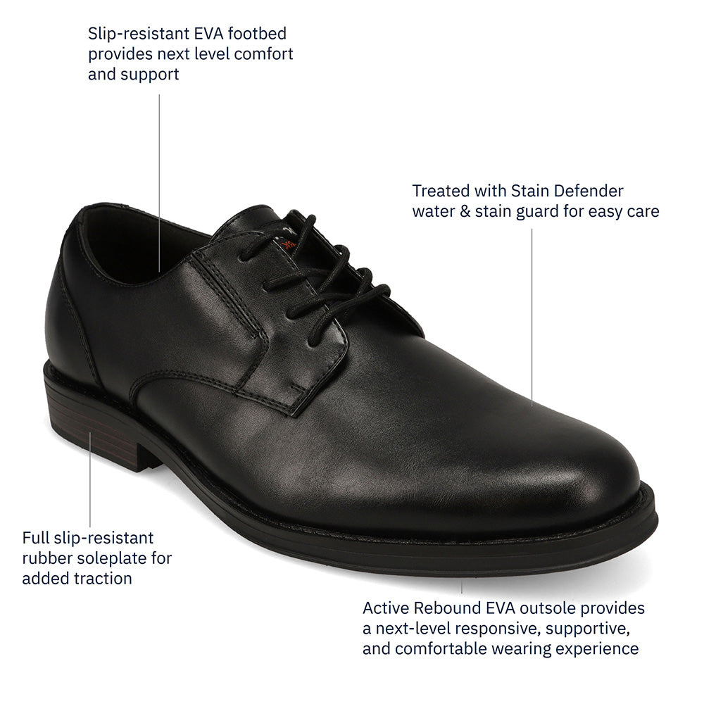 Black-Dockers Mens Bridgeport Slip Resistant Polished Lace Up Oxford