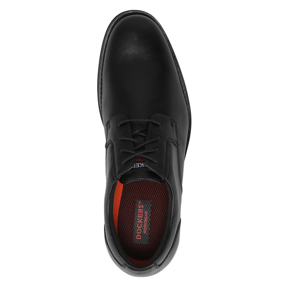 Black-Dockers Mens Bridgeport Slip Resistant Polished Lace Up Oxford
