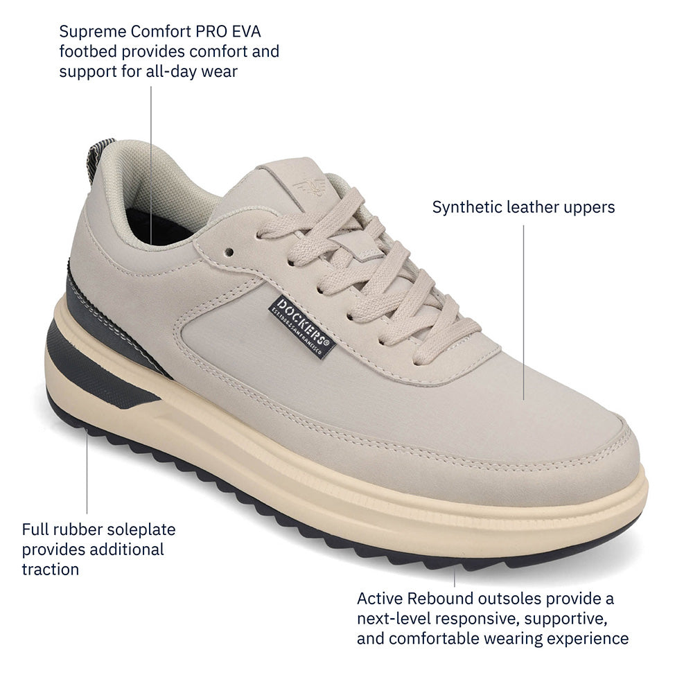 Light Grey-Dockers Mens Revved Nubuck/Ripstop Casual Sneaker