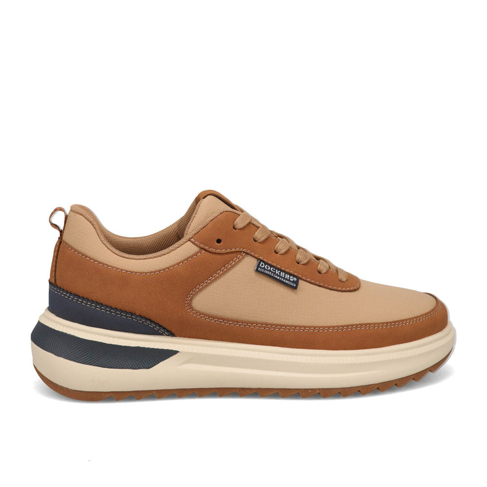 British Tan-Dockers Mens Revved Nubuck/Ripstop Casual Sneaker
