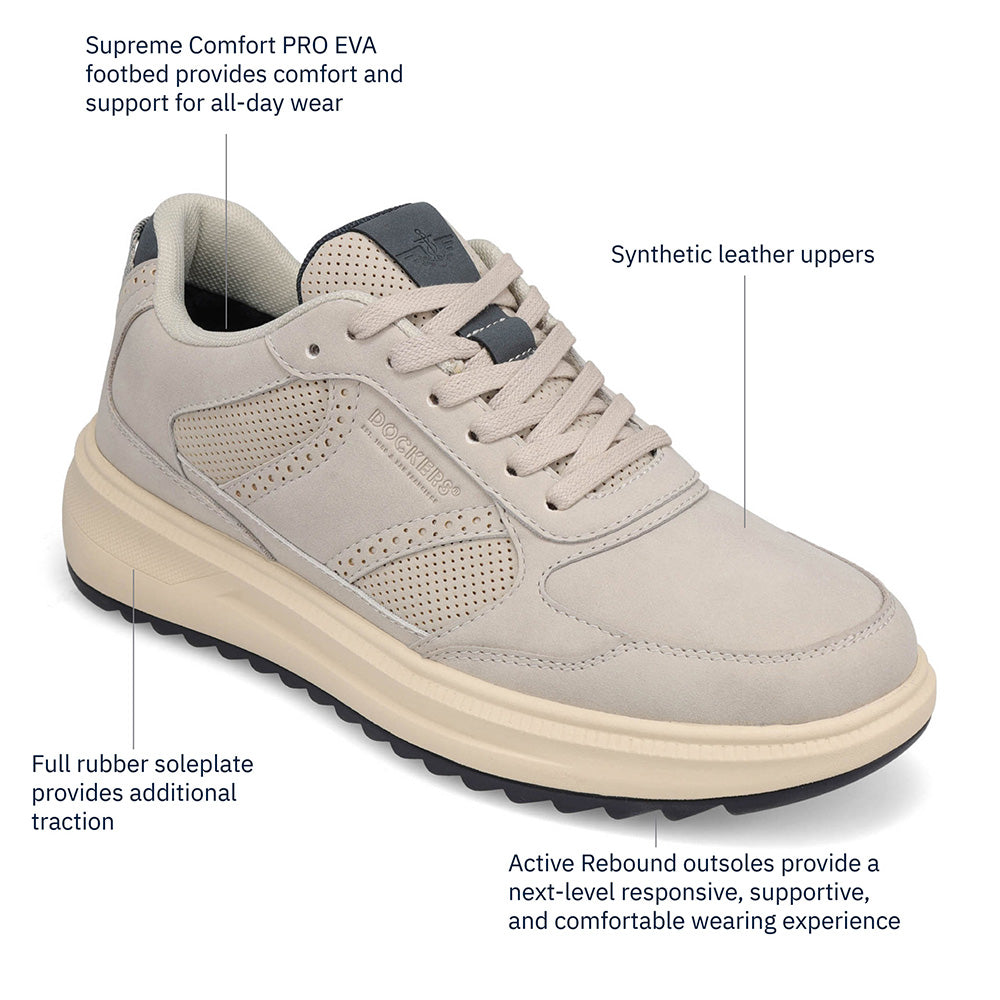 Light Grey-Dockers Mens Rave Nubuck Casual Sneaker