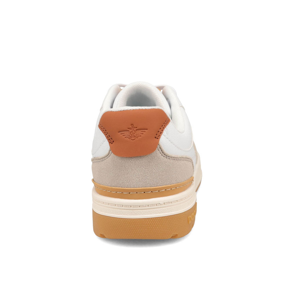 White/ White Sand/ British Tan-Dockers Mens Frederick Synthetic Leather Casual Sneaker