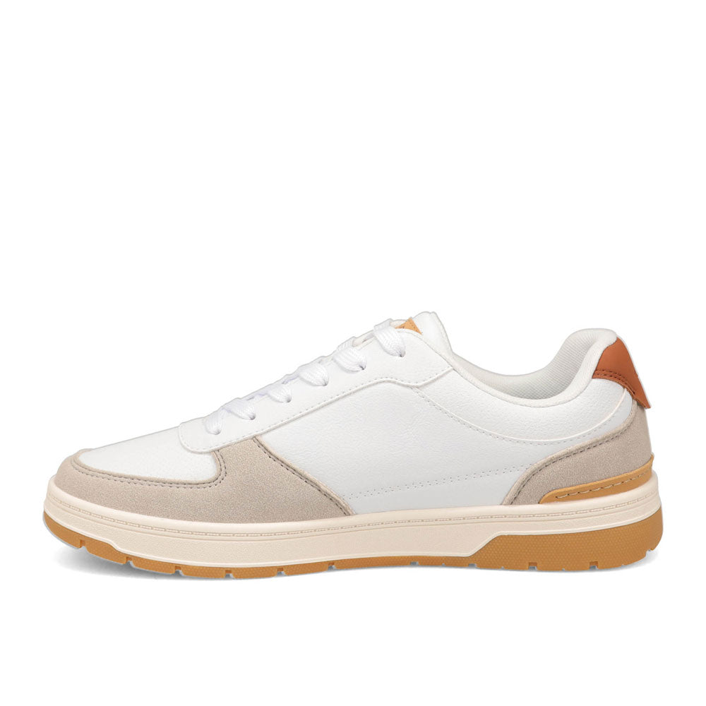 White/ White Sand/ British Tan-Dockers Mens Frederick Synthetic Leather Casual Sneaker