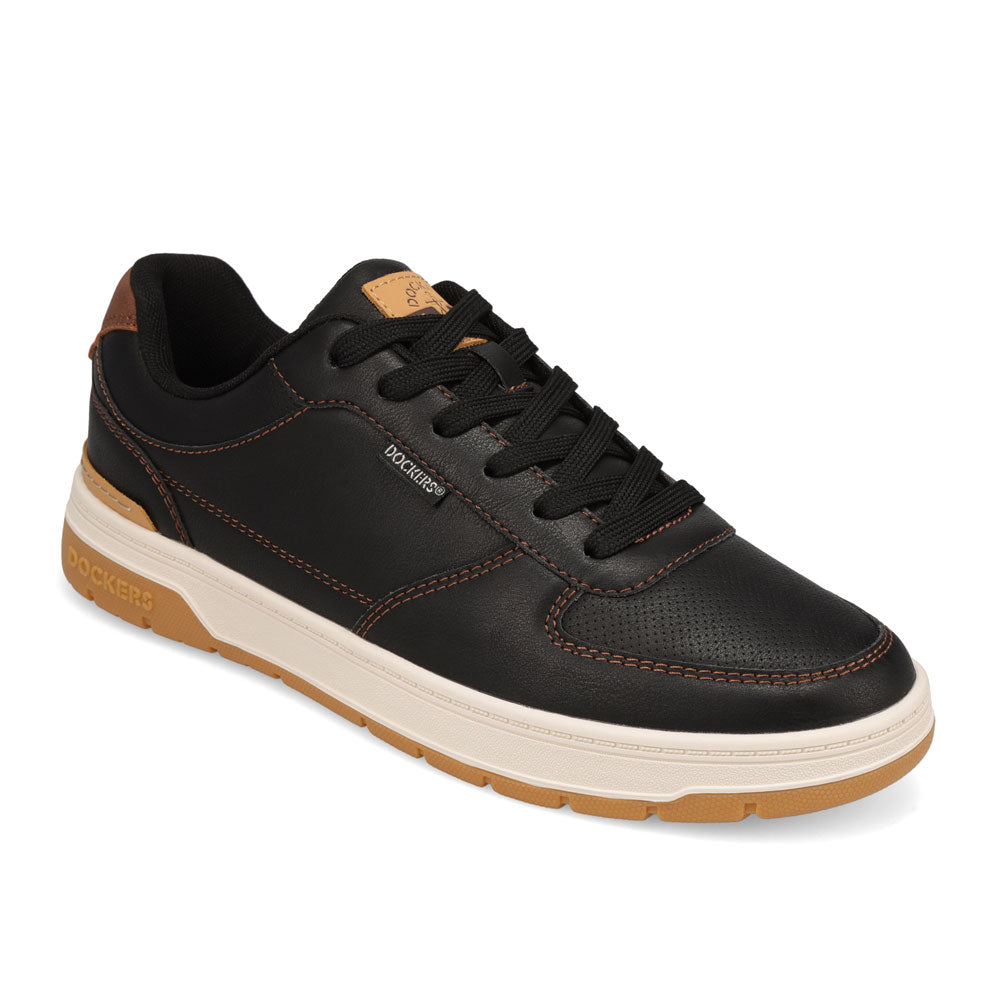 Black/ British Tan-Dockers Mens Frederick Synthetic Leather Casual Sneaker