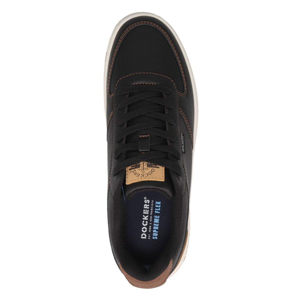 Black/ British Tan-Dockers Mens Frederick Synthetic Leather Casual Sneaker