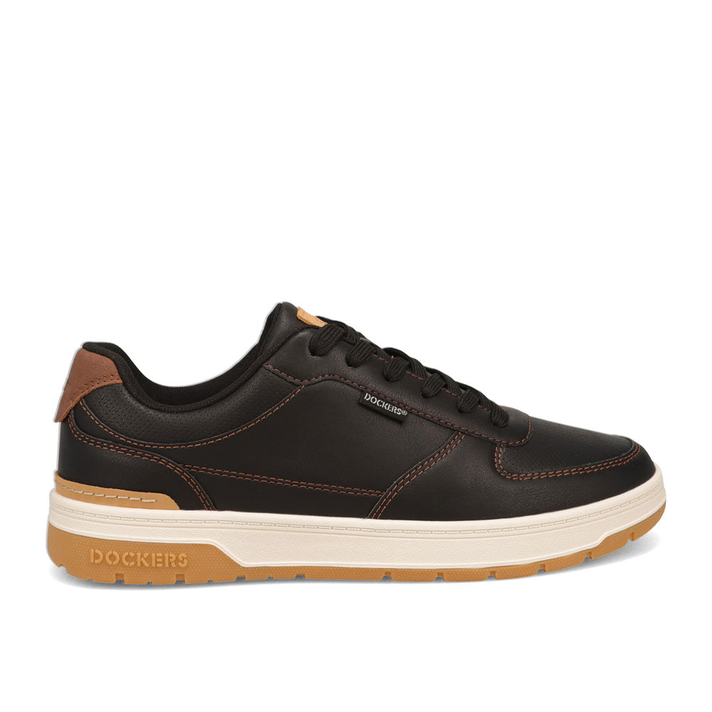 Black/ British Tan-Dockers Mens Frederick Synthetic Leather Casual Sneaker