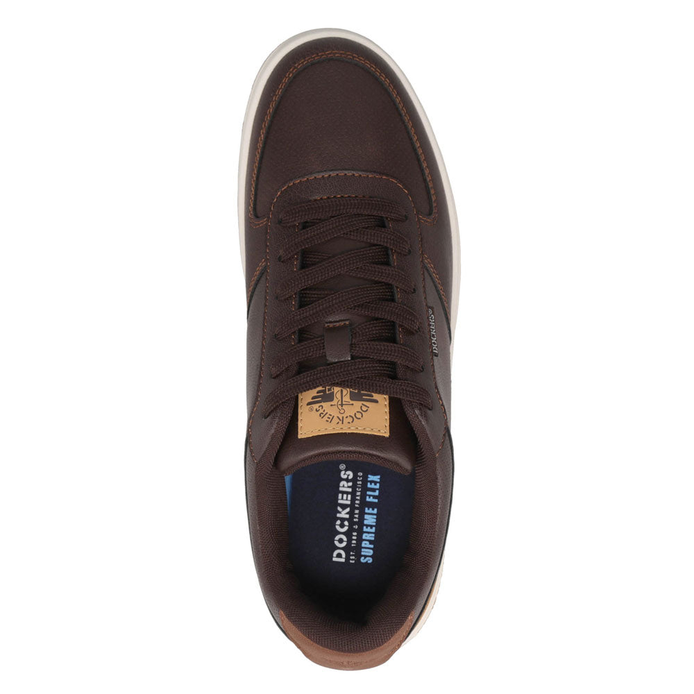 Brown/ British Tan-Dockers Mens Frederick Synthetic Leather Casual Sneaker