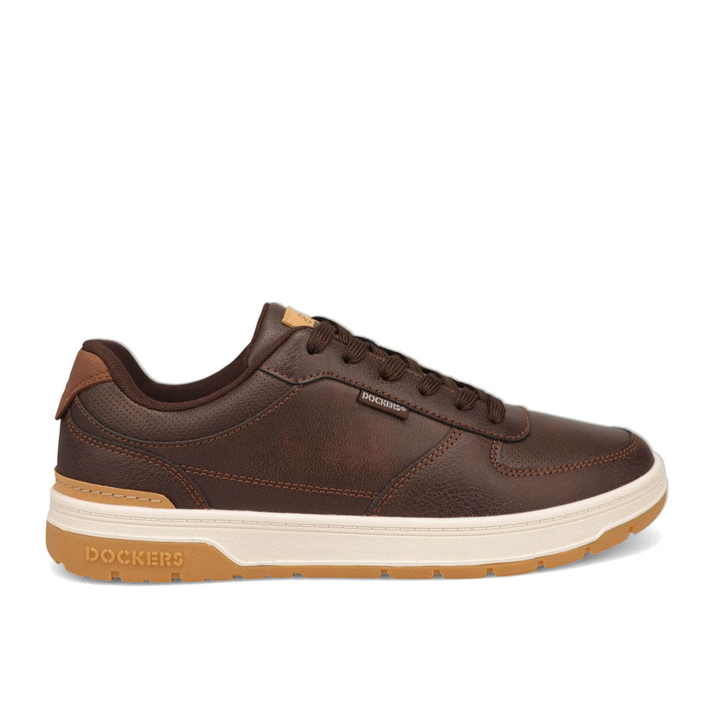Brown/ British Tan-Dockers Mens Frederick Synthetic Leather Casual Sneaker