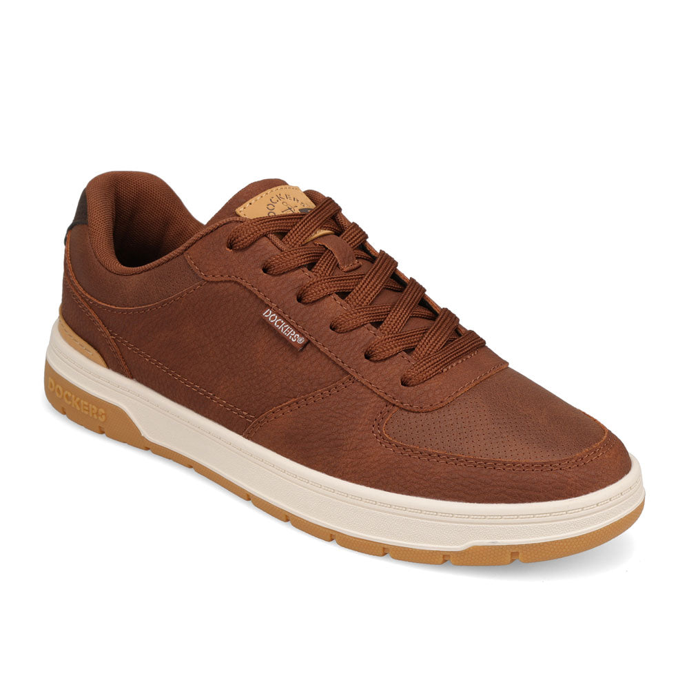 British Tan/ Brown-Dockers Mens Frederick Synthetic Leather Casual Sneaker