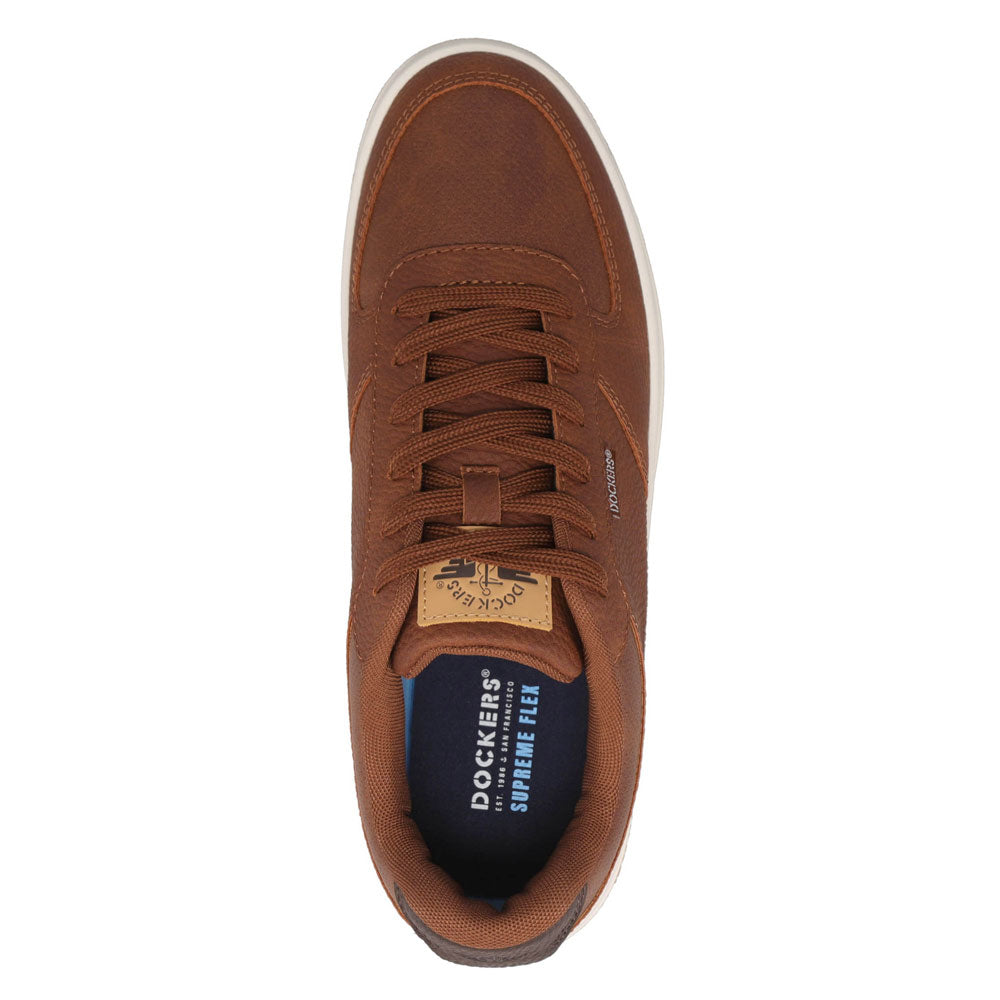 British Tan/ Brown-Dockers Mens Frederick Synthetic Leather Casual Sneaker