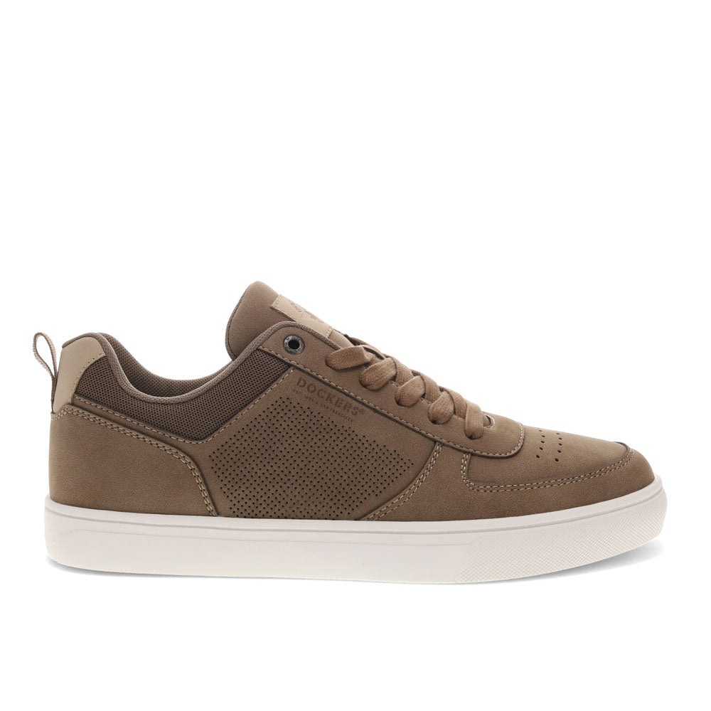 Taupe-Dockers Mens Landon Synthetic Leather Casual Lace Up Sneaker Shoe