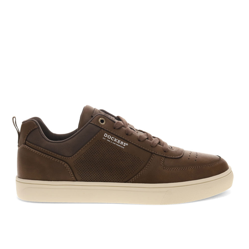 Brown-Dockers Mens Landon Synthetic Leather Casual Lace Up Sneaker Shoe