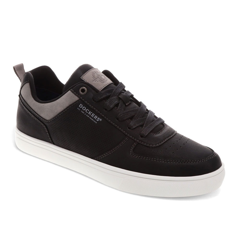 Black-Dockers Mens Landon Synthetic Leather Casual Lace Up Sneaker Shoe
