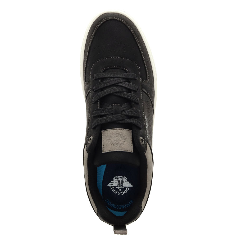 Black-Dockers Mens Landon Synthetic Leather Casual Lace Up Sneaker Shoe