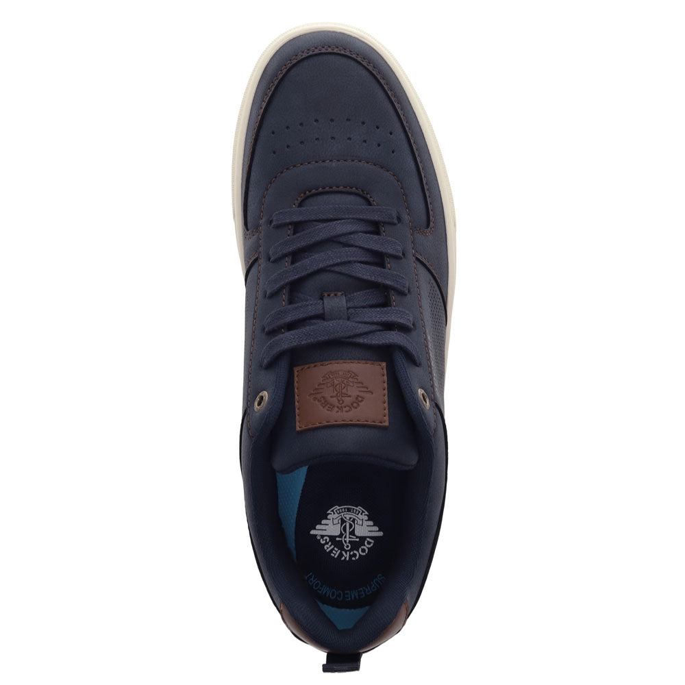 Navy-Dockers Mens Landon Synthetic Leather Casual Lace Up Sneaker Shoe