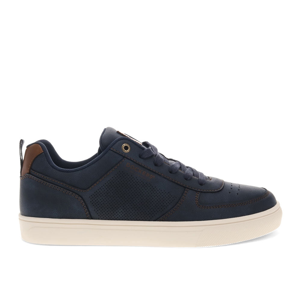 Navy-Dockers Mens Landon Synthetic Leather Casual Lace Up Sneaker Shoe