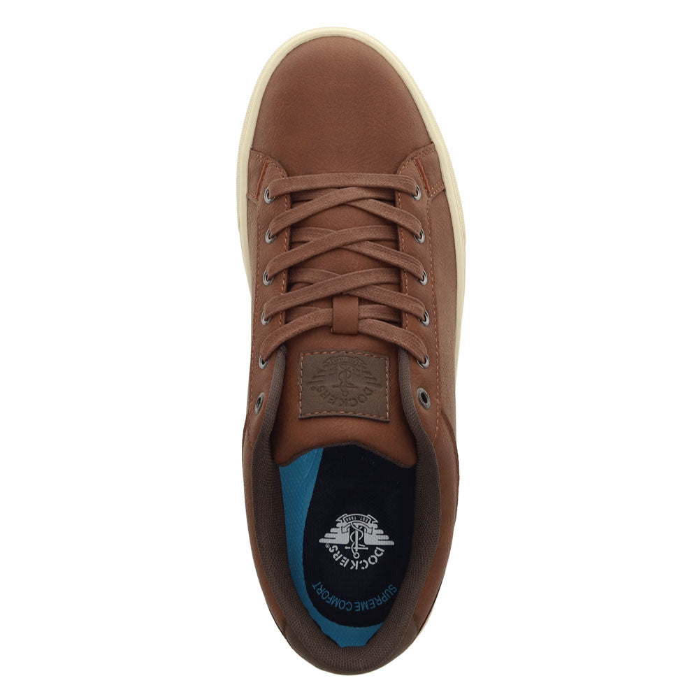 Tan-Dockers Mens Jensen Synthetic Leather Casual Lace Up Sneaker Shoe