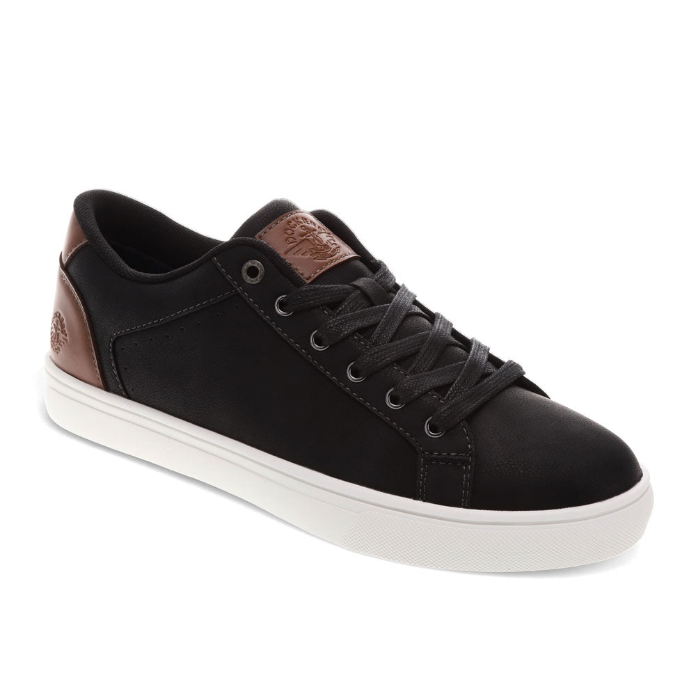 Black-Dockers Mens Jensen Synthetic Leather Casual Lace Up Sneaker Shoe