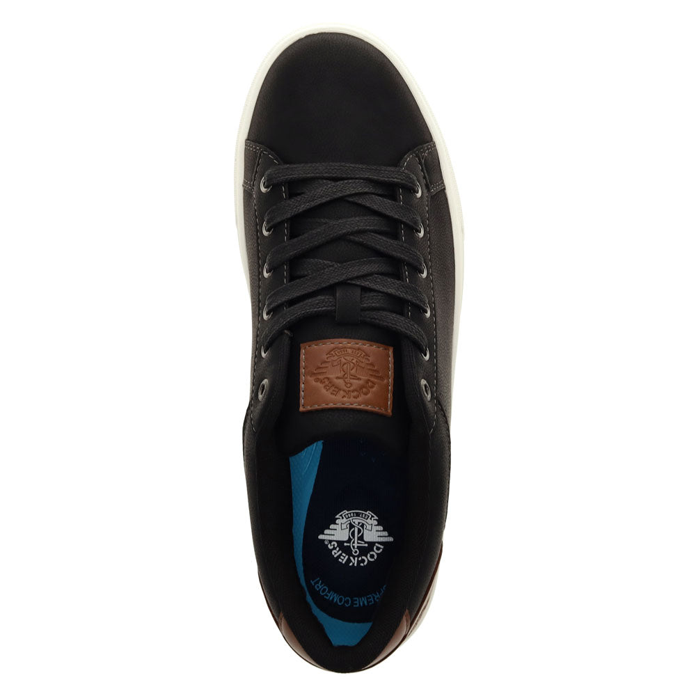 Black-Dockers Mens Jensen Synthetic Leather Casual Lace Up Sneaker Shoe