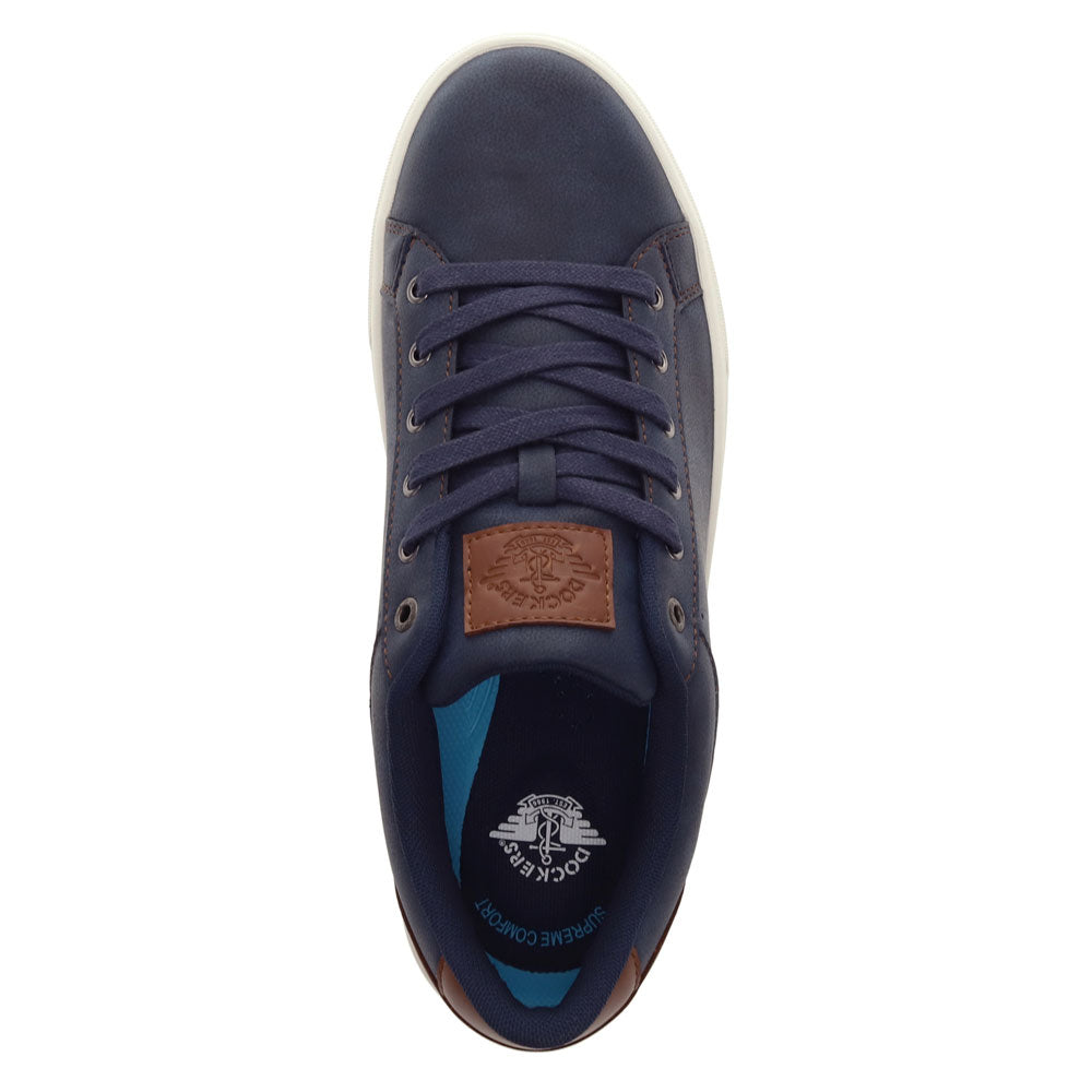 Navy-Dockers Mens Jensen Synthetic Leather Casual Lace Up Sneaker Shoe