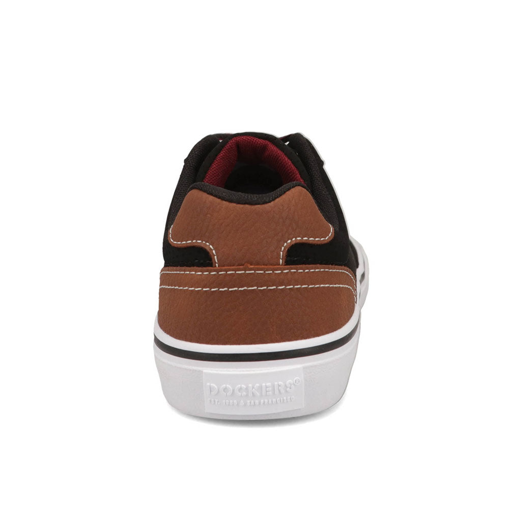 Black/Burgundy-Dockers Mens Hobbs Synthetic Leather Casual Lace-up Sneaker