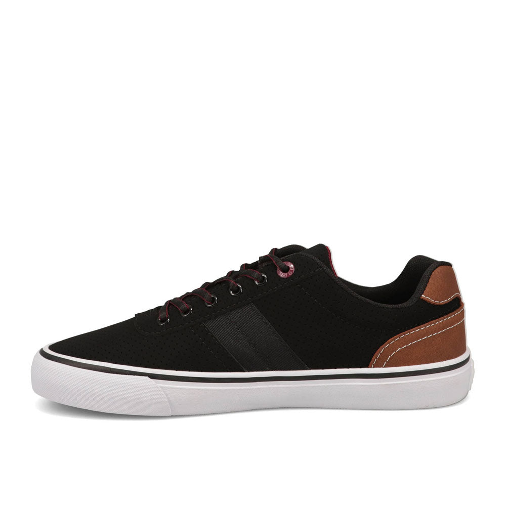 Black/Burgundy-Dockers Mens Hobbs Synthetic Leather Casual Lace-up Sneaker