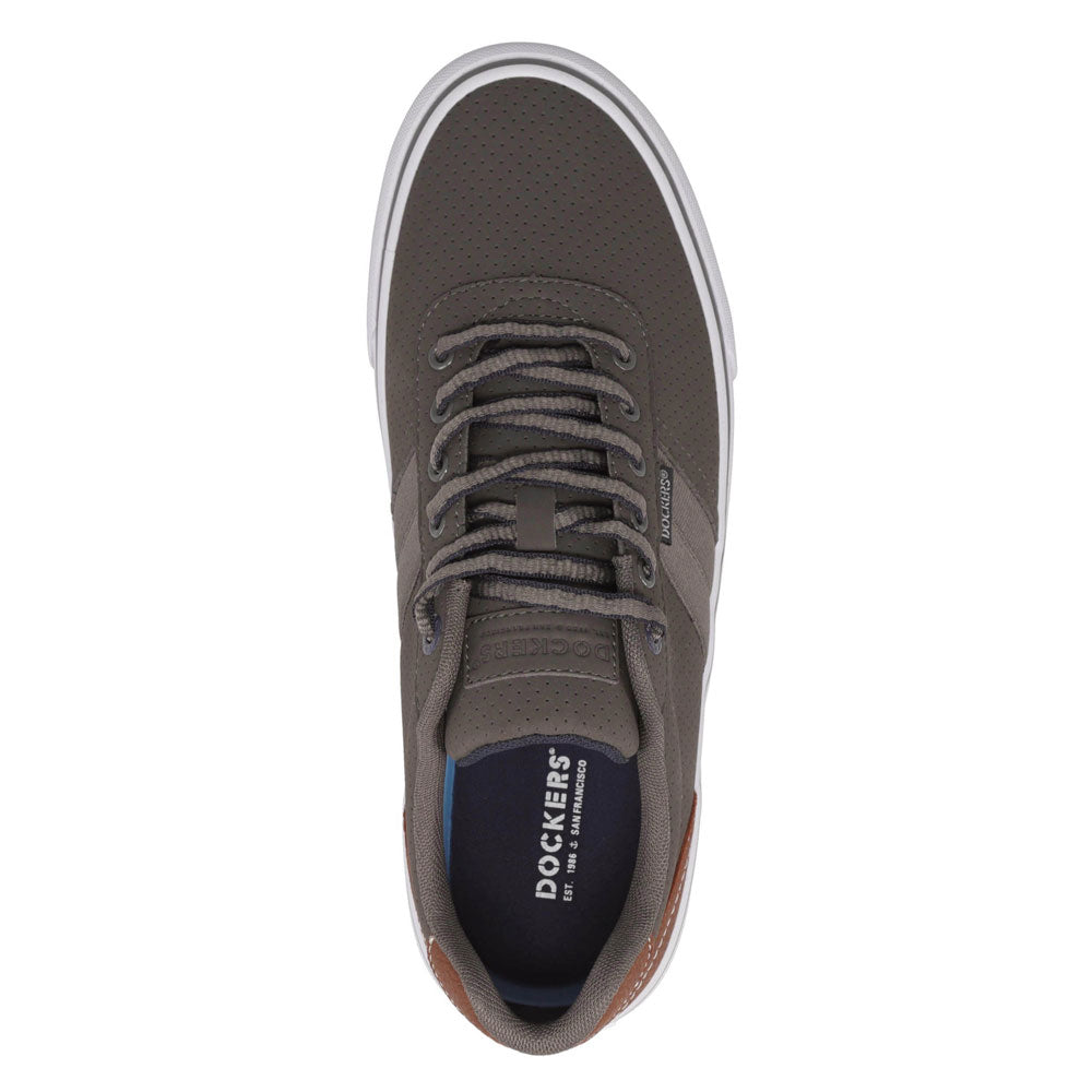 Charcoal/ Navy-Dockers Mens Hobbs Synthetic Leather Casual Lace-up Sneaker